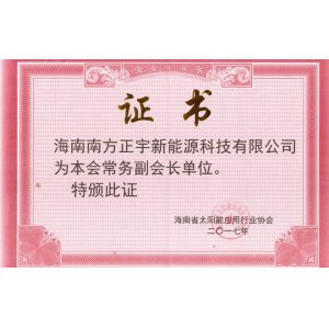 2017年常务副会长单位证书