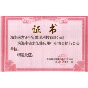 2018年执行会长单位证书